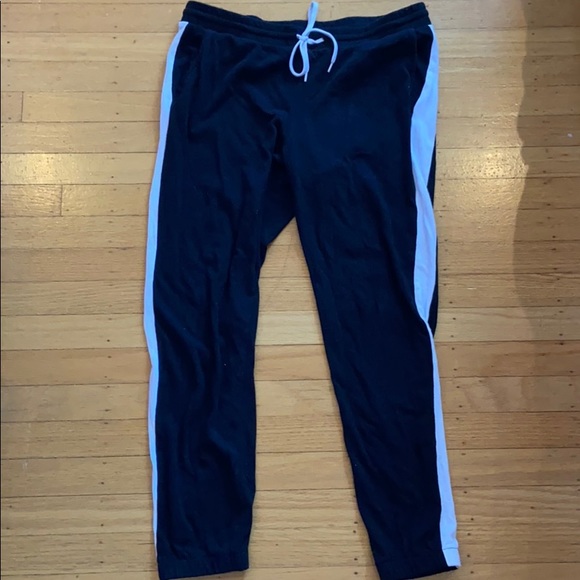 blue and white striped joggers